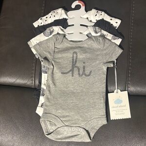 Cloud Island Gray and White Baby Bodysuit Set